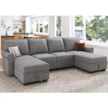 HONBAY Convertible Sectional Sofa with Hidden Storage