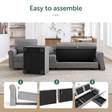 HONBAY Convertible Sectional Sofa with Hidden Storage
