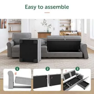 HONBAY Convertible Sectional Sofa with Hidden Storage