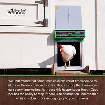 Happy Coop Door - Weatherproof Automatic Chicken Coop Door Open/Close with Timer/Light Sensor, Predator Resistant Self-Locking Gears, Protection Sensor