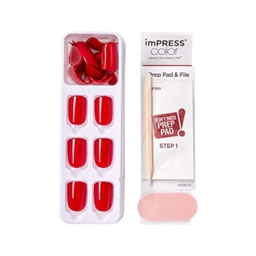 KISS imPRESS No Glue Press On Nails, 'Reddy or Not' in Red