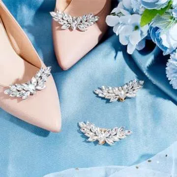 Sparkling Rhinestone Wedding Wing Shoe Buckles by PH PandaHall
