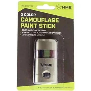 HME 3 Color Camo Face Paint "Mess-Free" Application Stick - Long-Lasting Easy-to-Use Concealment Makeup for Hunting