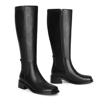 QIY Stylish Tall Black Knee-High Boots for Women