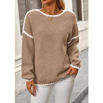 KIRUNDO Women's Oversized Sweater - Trendy Fall Knitwear