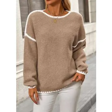 KIRUNDO Women's Oversized Sweater - Trendy Fall Knitwear