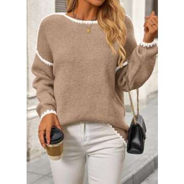 KIRUNDO Women's Oversized Sweater - Trendy Fall Knitwear