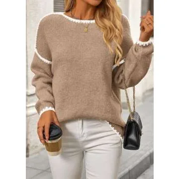 KIRUNDO Women's Oversized Sweater - Trendy Fall Knitwear