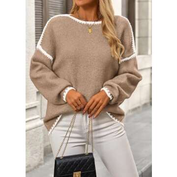 KIRUNDO Women's Oversized Sweater - Trendy Fall Knitwear