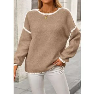 KIRUNDO Women's Oversized Sweater - Trendy Fall Knitwear