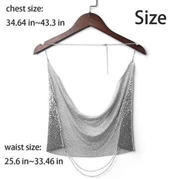 Fairyu Boho Sequins Body Chain Bra Bikini Shimmer Backless Halter Crop Top Beach Body Jewelry Accessory for Women (Silver)