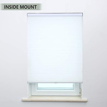Honeycomb Cellular Shades Cordless Light Filtering for Windows Inside & Outside Mount, 31" W x 64" H, White(Light Filtering)