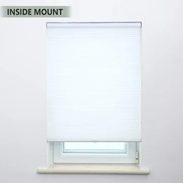 Honeycomb Cellular Shades Cordless Light Filtering for Windows Inside & Outside Mount, 31" W x 64" H, White(Light Filtering)