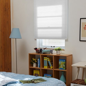 Honeycomb Cellular Shades Cordless Light Filtering for Windows Inside & Outside Mount, 31" W x 64" H, White(Light Filtering)