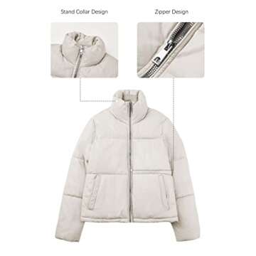 Bellivera Cropped Faux Leather Puffer Jacket for Women