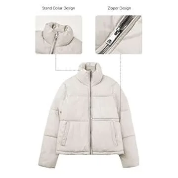 Bellivera Cropped Faux Leather Puffer Jacket for Women