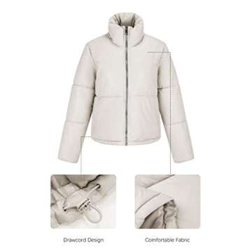 Bellivera Cropped Faux Leather Puffer Jacket for Women