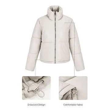 Bellivera Cropped Faux Leather Puffer Jacket for Women