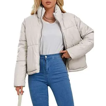 Bellivera Cropped Faux Leather Puffer Jacket for Women