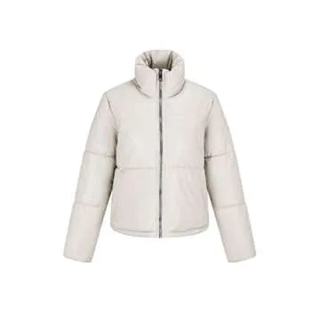 Bellivera Cropped Faux Leather Puffer Jacket for Women