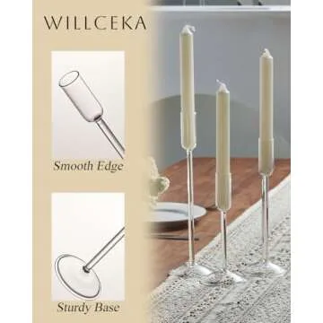 Willceka Glass Taper Candle Holders Set for Elegant Events