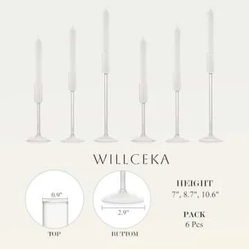 Willceka Glass Taper Candle Holders Set for Elegant Events