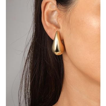 Chunky Gold Hoop Earrings Set for Women - 6 Pairs