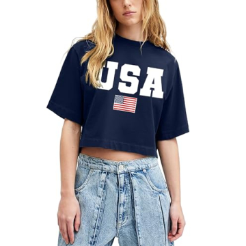 Patriotic American Flag Crop Tops Women Summer Fashion