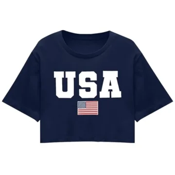 Patriotic American Flag Crop Tops Women Summer Fashion