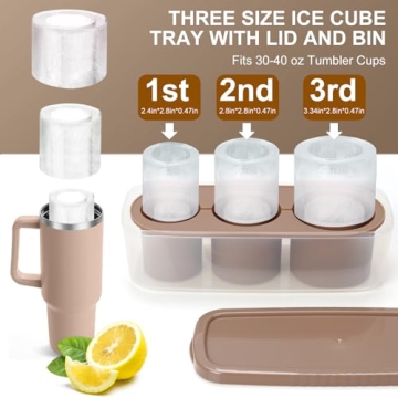 Thrush Ice Cube Tray for 20-40oz Tumblers - 3 Large Silicone Molds