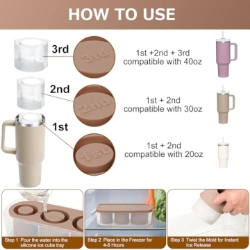 Thrush Ice Cube Tray for 20-40oz Tumblers - 3 Large Silicone Molds