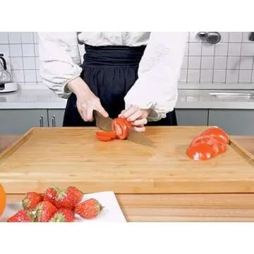 Extra Large XXXL Bamboo Cutting Board 24 x16 Inch, Largest Wooden Butcher Block for Turkey, Meat, Vegetables, BBQ, Over the Sink Chopping Board with Handle and Juice Groove, Thickness 1.25"
