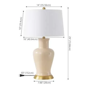 JONATHAN Y JYL4026D Julian 29" Traditional Classic Ceramic Urn LED Table Lamp, Almond for Bedroom, Living Room, Kitchen, Home Office, Kids Room