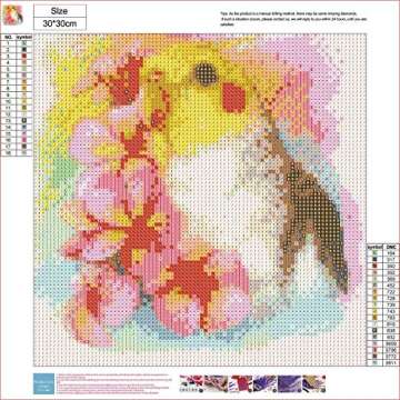 DIY 5D Diamond Painting by Number Kits,Diamond Painting Kits for Adults Beginner for Decoration Cockatiel Parrot & Flowers 11.8x11.8in 1 Pack by Juntop