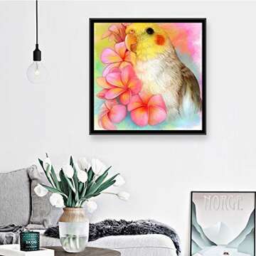 DIY 5D Diamond Painting by Number Kits,Diamond Painting Kits for Adults Beginner for Decoration Cockatiel Parrot & Flowers 11.8x11.8in 1 Pack by Juntop