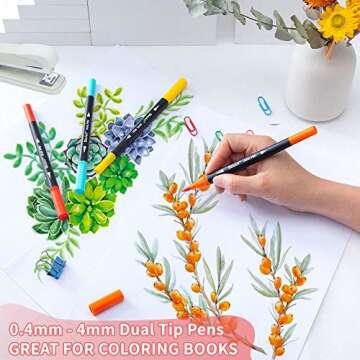Dual Tip Markers for Coloring Books and Drawing