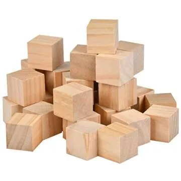 OFNMY 20pcs 2 inch Wooden Cubes Unfinished Wood Blocks for Wood Crafts, Wooden Cubes, Wood Square Blocks, Great for Puzzle Making, Crafts, and DIY Projects