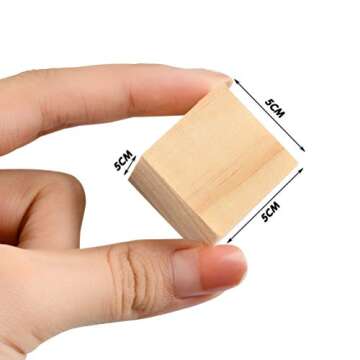 OFNMY 20pcs 2 inch Wooden Cubes Unfinished Wood Blocks for Wood Crafts, Wooden Cubes, Wood Square Blocks, Great for Puzzle Making, Crafts, and DIY Projects