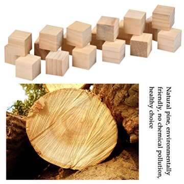 OFNMY 20pcs 2 inch Wooden Cubes Unfinished Wood Blocks for Wood Crafts, Wooden Cubes, Wood Square Blocks, Great for Puzzle Making, Crafts, and DIY Projects
