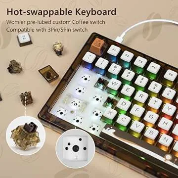 Womier 75% Keyboard, Hot Swappable Mechanical Keyboard, TPO and Gasket Dual-Mount Retro Gaming Keyboard, Knob Control Custom RGB Backlit, Pre-lubed Stabilizer for Mac/Win (G75 Brown)