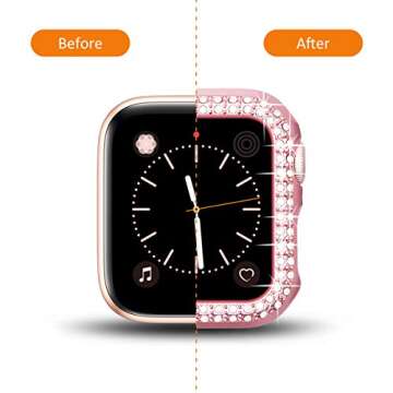 Surace 38mm Case Compatible for Apple Watch Case, Bling Frame Protective Case Compatible for iWatch Series 3/2/1, Rose Gold/Pink/Clear