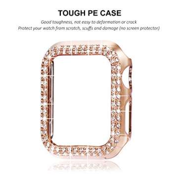 Surace 38mm Case Compatible for Apple Watch Case, Bling Frame Protective Case Compatible for iWatch Series 3/2/1, Rose Gold/Pink/Clear