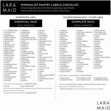 166 Minimalist Pantry Jar Label Set, Black Text on White Matte Vinyl Waterproof Label Sticker - Fits on Round, Square and Rectangle Glass Jars