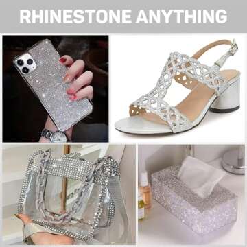 b7000 Clear Glue with 11000Pcs Silver Clear Rhinestones for Crafts Clothing Clothes Fabric Crafting, Flatback Gems Rinestones Kit for Shoes Tumblers, Flat Back Crystals Diamonds ss6-ss20 Multi Sizes