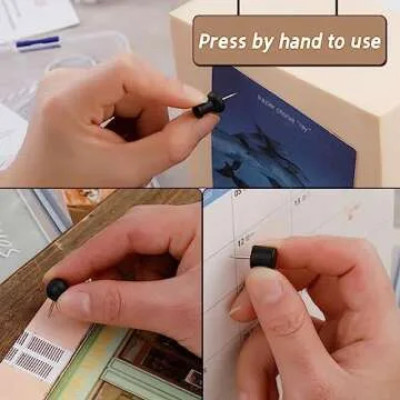 65 Pcs Decorative Wood Push Pins with Storage Box