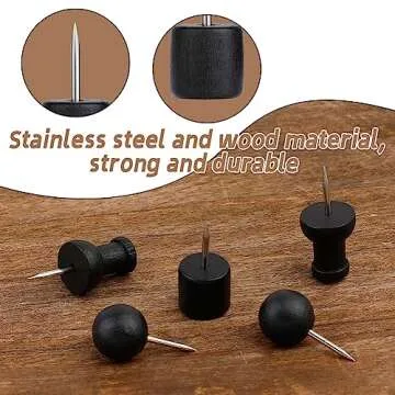 65 Pcs Decorative Wood Push Pins with Storage Box