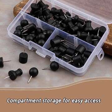65 Pcs Decorative Wood Push Pins with Storage Box