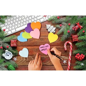 Heart Sticky Notes 3x3 in, 8 Pads, Super Cute Bright Color Strong Adhesive Post, Clean Removal, 82 Sheets/pad