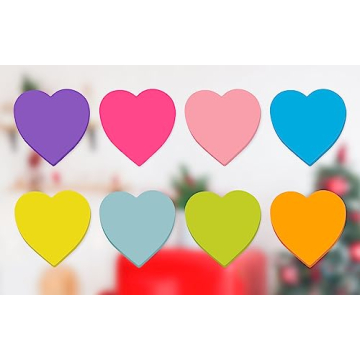 Heart Sticky Notes 3x3 in, 8 Pads, Super Cute Bright Color Strong Adhesive Post, Clean Removal, 82 Sheets/pad