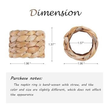 WOHIWO Napkin Rings Set - Handmade Natural Decor